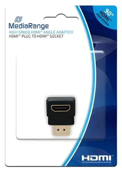 MediaRange Adaptér HDMI 90° černý / Adaptér / HDMI High Speed / pozlacené konektory (MRCS166)