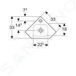 GEBERIT - iCon Rohové umývátko bez přepadu, 460 x330 mm, bílá 124729000