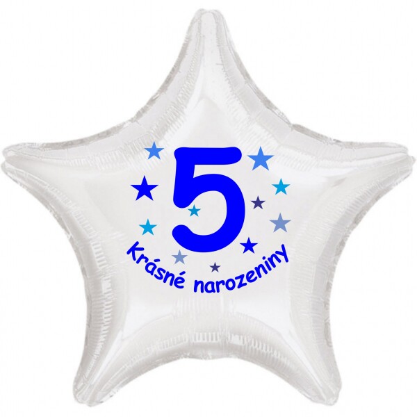 Krásné 5. narozeniny fóliový balónek hvězda pro kluky Balonky.cz Krásné 5. narozeniny fóliový balónek hvězda pro kluky Balonky.cz
