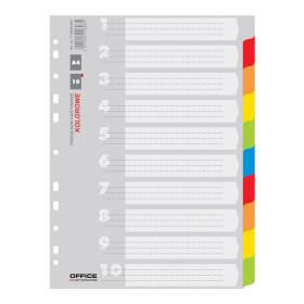 Office Products rozlišovač číselný 1-10, A4, karton, 10 listů, mix barev