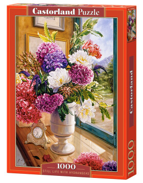 Puzzle Castorland 1000 dílků - Zátiší s kyticí hortenzii