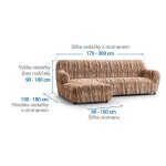 Bielastické potahy OCEANO NOVÉ cihlové sedačka s otomanem vlevo (š. 170 - 300 cm)