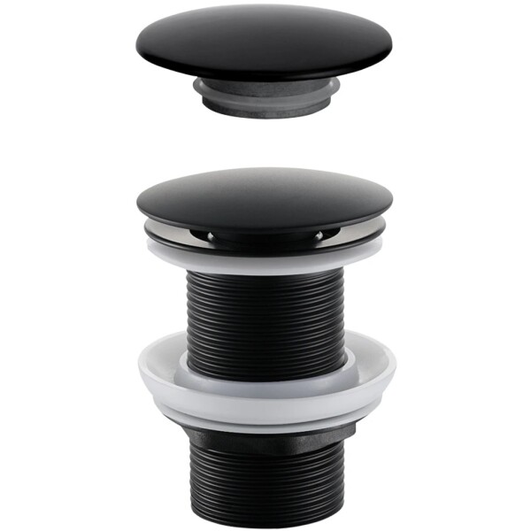 CERANO Umyvadlová výpusť - 5/4“ click-clack bez přepadu + kryt z litého mramoru - 10/60mm - černá matná