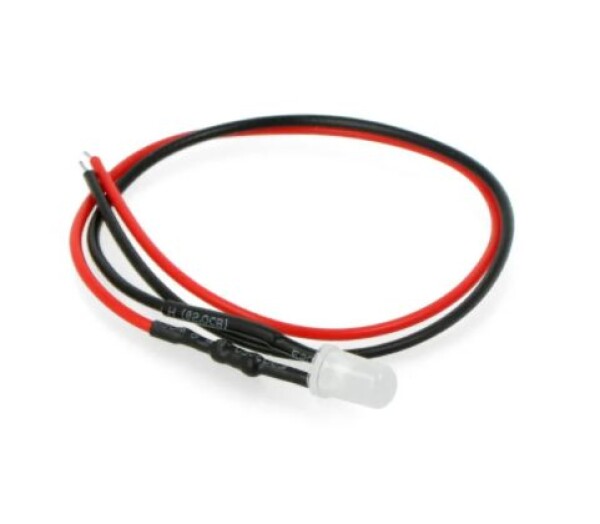 LED dioda s rezistorem na vodiči - Bílá, 5 mm 5 - 9V