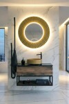 SAPHO - PRIDE STRIP kulaté zrcadlo s LED osvětlením v rámu ø 75cm, zlato PD750