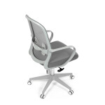 Židle kancelářská, bílý plast, šedý MESH a šedá látka, plastový kříž, houpací mechanismus.