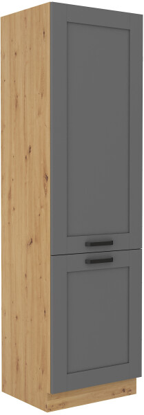 Vysoká skříňka na vestavnou lednici Luna 60 LO-210 2F Barva korpusu: Dub artisan, Barva dvířek: Clay Grey