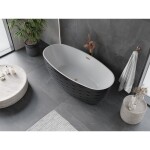 MEXEN/S - Olea volně stojící vana vzor 170 x 80, bílá/černá, sifon a přepad měď kartáčovaná 52821708075-65