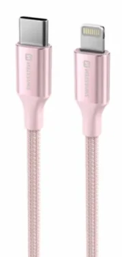 SWISSTEN TEXTILE II datový kabel USB-C - Lightning 1.5m růžová (71529205)