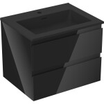 MEXEN/S - Orio koupelnová skříňka 60 cm s umyvadlem Otis, 2 zásuvky, černá lesk/černá mat 91A10-06047-2-BFF70-W18M71