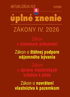 Aktualizácia IV/2 2026 – Stavebný zákon – územné plánovanie