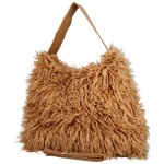 Stylová dámská plyšová kabelka do ruky Oresti, camel