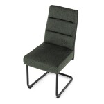 Židle jídelní, taštičkové pružiny v sedáku, madlo na opěráku, zelená látka, černý kov