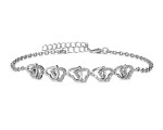Royal Fashion zlacený náramek 18k bílé zlato s krystaly Swarovski Srdce DBS0099-WG