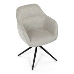 Židle jídelní a konferenční, krémová látka, černé kovové nohy, otočný mechanismus