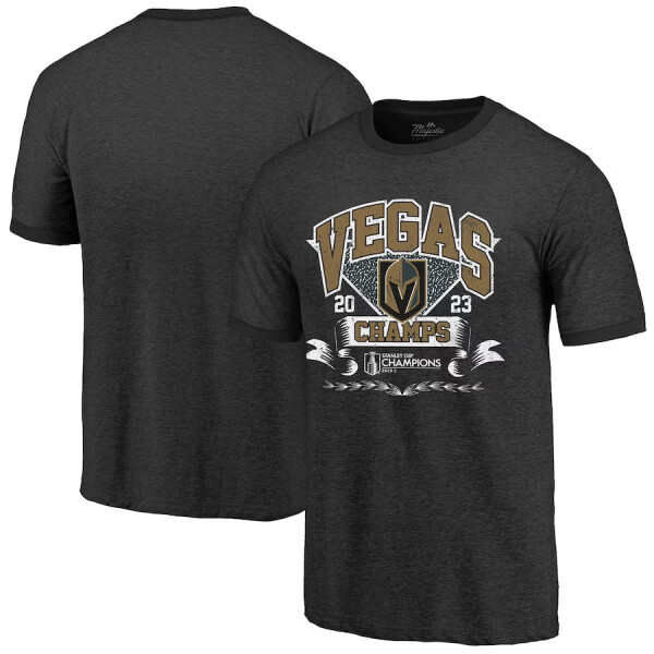 Fanatics Pánské tričko Vegas Golden Knights 2023 Stanley Cup Champions Ringer Tri-Blend Velikost: