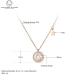 Ocelový náhrdelník se zirkony Moon&Star - chirurgická ocel, Zlatá 40 cm + 5 cm (prodloužení)
