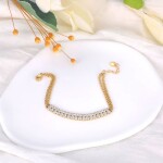 Náramek se zirkony Blanche Gold - tennis řetízek, chirurgická ocel, Zlatá 17 cm + 3 cm (prodloužení)