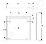 GEBERIT - Option Zrcadlo s LED osvětlením, 70x70 cm, hliník 502.806.00.1