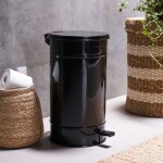 House Doctor Plechový odpadkový koš Sono Black 24 l, černá barva, kov