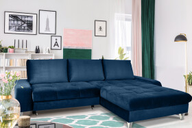 FRONTI Rohová rozkládací sedačka HERON - modrá - Iness Velvet 70983 22318