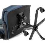 Křeslo kancelářské, tmavě modrá ekokůže, kovový kříž, kolečka na tvrdé podlahy