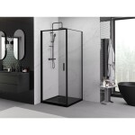 MEXEN/S - Exo sprchový kout dveře křídlové 90 x 90, transparent, černá 817-090-090-70-00