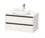 DURAVIT - Ketho.2 Umyvadlová skříňka s výřezem 57x100x55 cm, 2 zásuvky, lesklá bílá K24896022220000