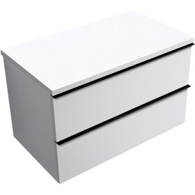 CERANO - Koupelnová skříňka Velora - bílá matná, úchytka černá + deska pod umyvadlo Navira Pro - 36 mm - 80x56,6x46,5 CER-668519