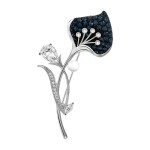 Luxusní brož s perlou a zirkony Diara - květina, Stříbrná