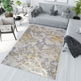 DumDekorace DumDekorace Jednoduchý moderní koberec šedé barvě se zlatým motivem Šířka: cm Délka: cm