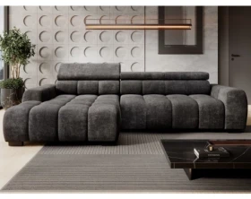 Rohová sedačka Bull,grafitová tkanina,levý roh,elektrické polohování