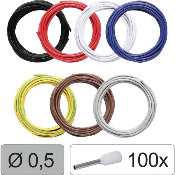 Quadrios 25CW113 Jednotlivá žíla, LiFY, 0.5 mm², černá, červená, bílá, modrá, žlutozelená, hnědá, šedá, 1 sada