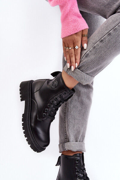 Botky Kožené Šněrovací Černé Big Star MM274375 37