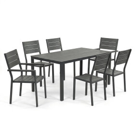 Zahradní sestava 156x78x74cm, polywood, šedá, AZS-B1656 GREY