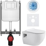 CERANO - Kompletní WC set Basic/Dure - bílá lesklá - WC tlačítko Maxio/Bílá - pro zazdění - 51x35 CER-8050BD85899