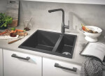 GROHE - Dřezy Kompozitní dřez K500 s odtokem, 555x460 mm, granitová černá 31648AP0