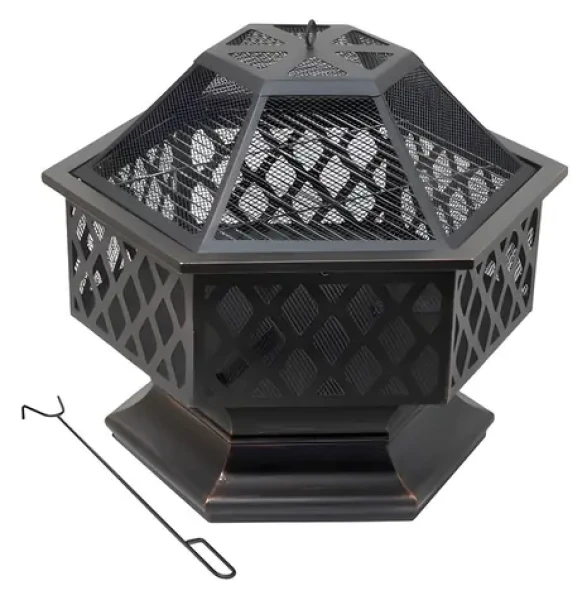 Cattara HEXAGON copper patina / Ohniště / Ocel / 60,5 x 70 x 62,5 cm / S poklopem proti jiskrám (13008)