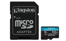 Kingston Canvas Go Plus microSDXC 512GB s adaptérem / UHS-I V30 / U3 / Class 10 / čtení: až 200MBs / zápis: až 160 MB (SDCG4/512GB)