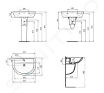 IDEAL STANDARD - Eurovit Umyvadlo 650x495 mm, s přepadem, otvor pro baterii, bílá W332201