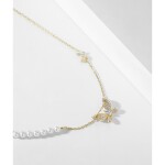 Elegantní perlový náhrdelník se zirkony Laura - motýl, Zlatá 38 cm + 5 cm (prodloužení)