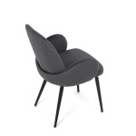 Židle jidelní, šedá látka, černá kovová noha