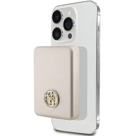 GUESS 4G Strass Metal Logo MagSafe zlatá / Powerbanka / 5000 mAh / 15W bezdrátové nabíjení (GUPBM5AL4DMD)