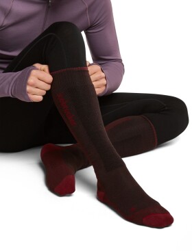 Pánské merino ponožky ICEBREAKER Mens Merino Ski+ Light OTC, Bittersweet/Port/Black velikost: 47-49 (XL)