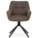 Židle jídelní, hnědá látka, otočný mechanismus 90°/90° (L/P), černý kov