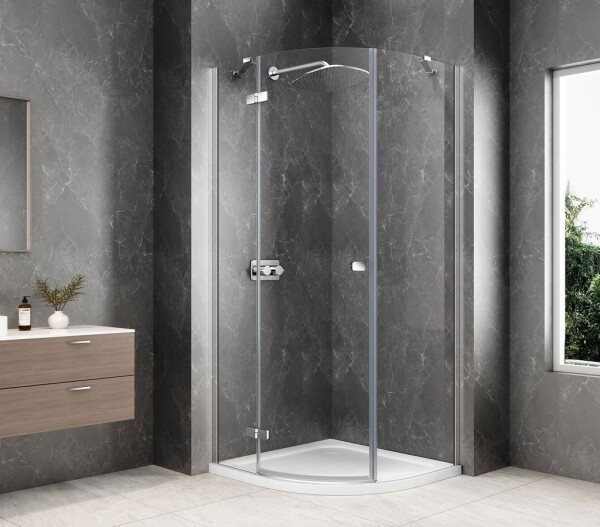 POLYSAN - GLOBE CHROME čtvrtkruhový sprchový kout 900x900, čiré sklo, levé GB2690LC