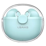 USAMS BU12 zelená / Bezdrátová sluchátka do uší / Bluetooth 5.1 / TWS / 30 mAh + 300 mAh (BHUBU03)