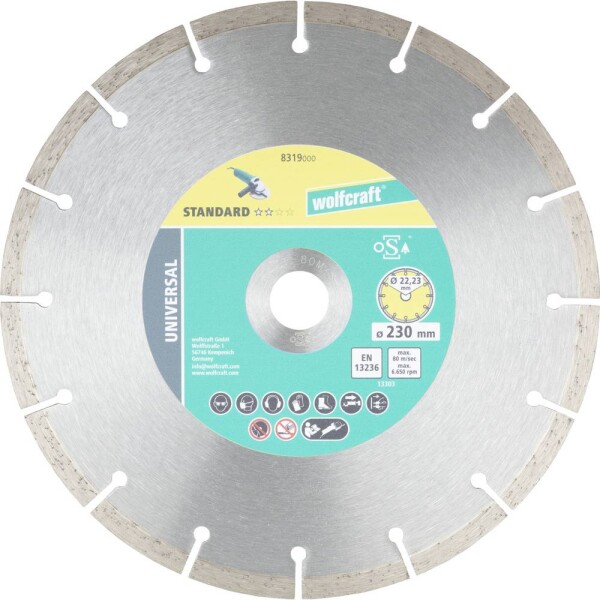 Wolfcraft 8319000 diamantový řezný kotouč 230 mm 1 ks Pemza, kámen