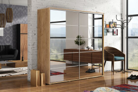 Šatní skříň Ska A19 XL Barva korpusu: Dub - Craft zlatý, Rozměry: 150 cm, Dveře: Bílé