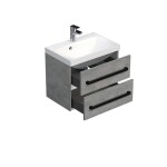 Koupelnová skříňka s černou úchytkou a umyvadlem SAT Cube Way 60x53x40 cm beton mat CUBE2C60ZBE CUBE2C60ZBE
